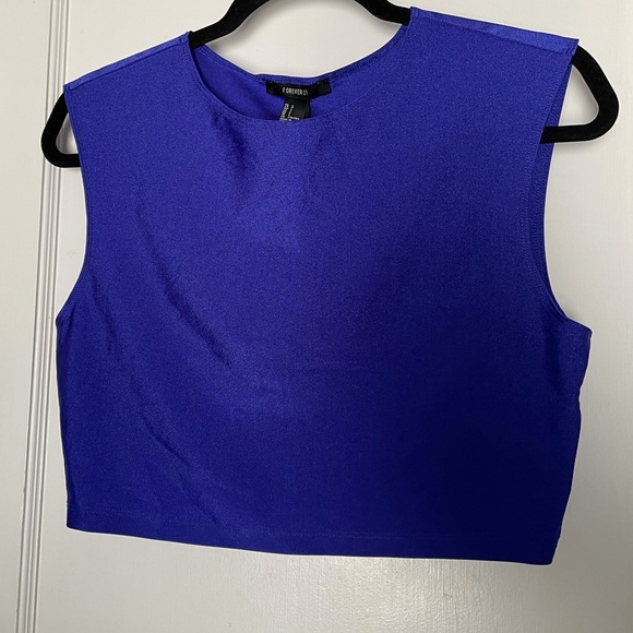 Forever 21 Shimmer Blue Crop Top - Picture 2 of 9